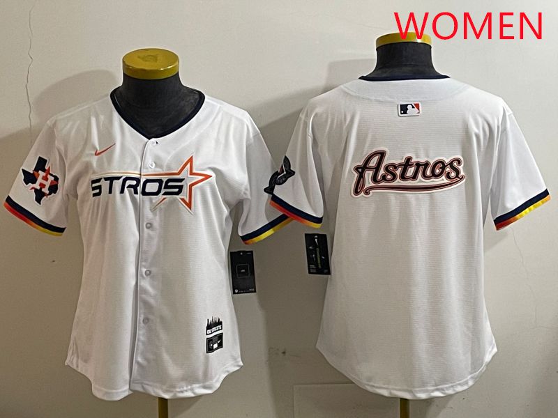 Women Houston Astros Blank White three generations Joint Name Nike 2025 MLB Jersey style 17